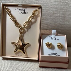 Camila Coelho Gold Star Pendant Necklace and Earrings